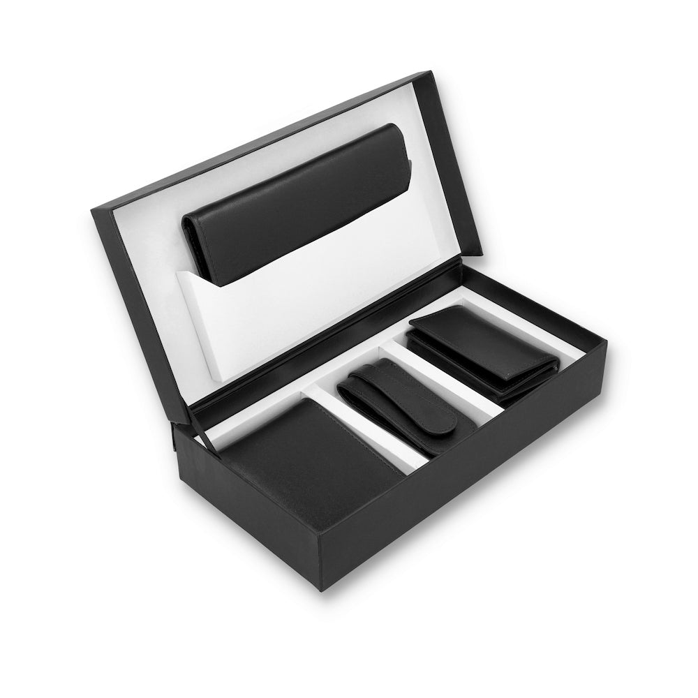 Seamore Black Four Piece Leather Gift Set