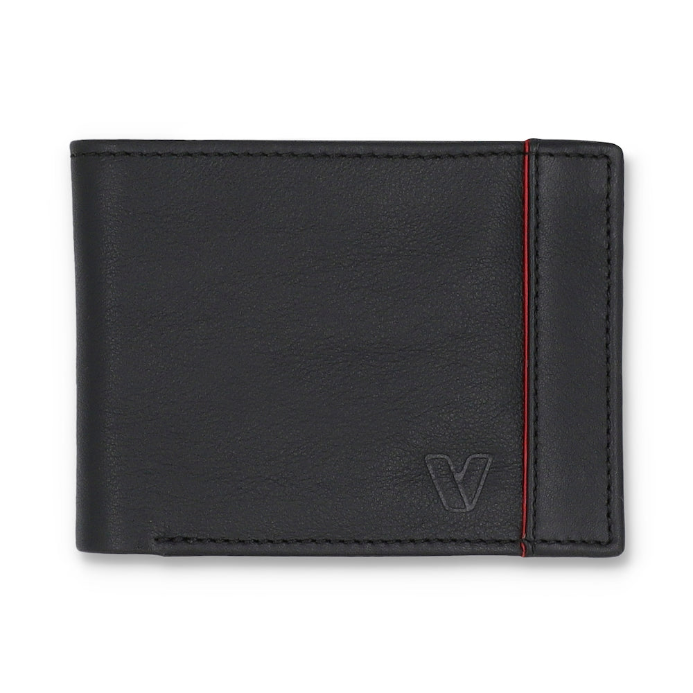 Vallazio Black Bifold Wallet With Red Highlight