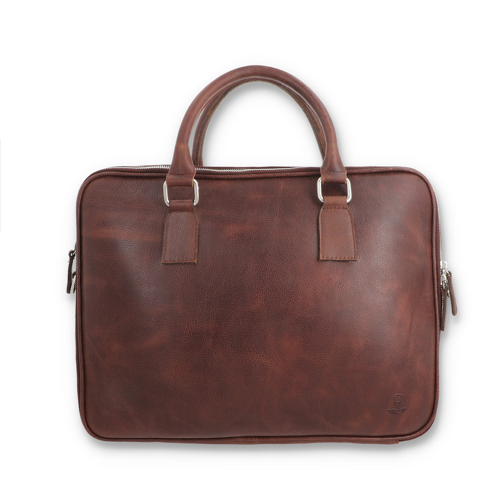 Norde Bordo Milled Pull-up Leather Laptop Briefcase