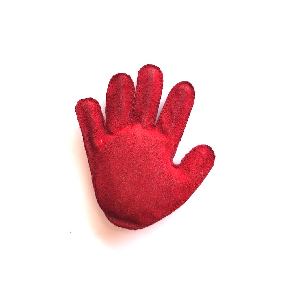 Red Hand Leather Desk Toy & Paper Weight