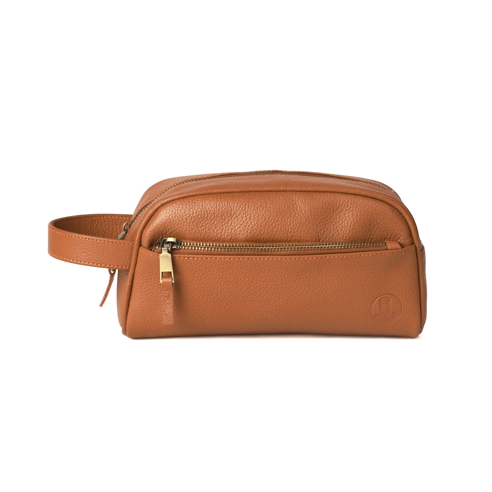 Elden Tan Leather Travel Kit Bag