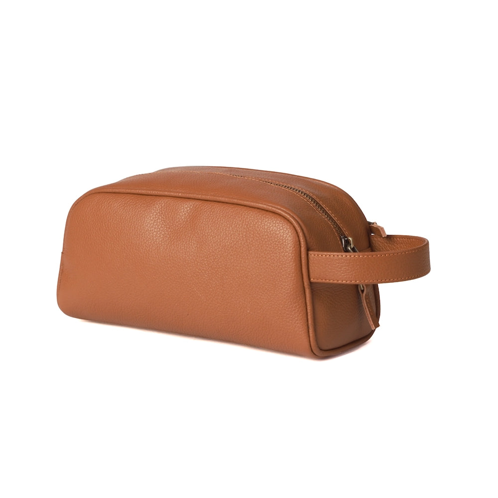 Elden Tan Leather Travel Kit Bag