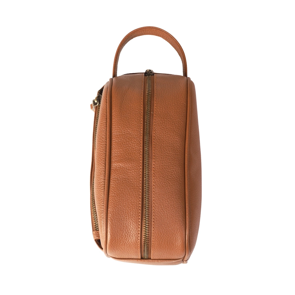 Elden Tan Leather Travel Kit Bag
