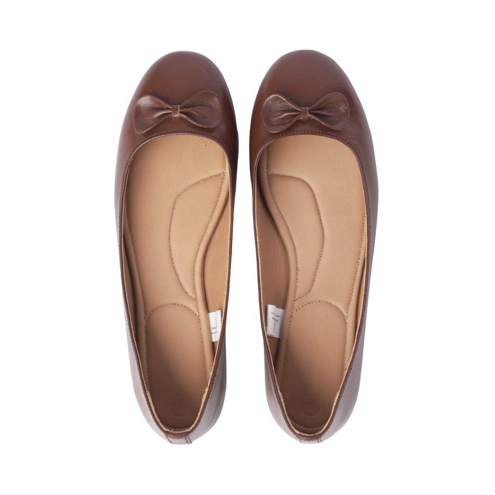 Brown Ballerina Pumps With Bow
