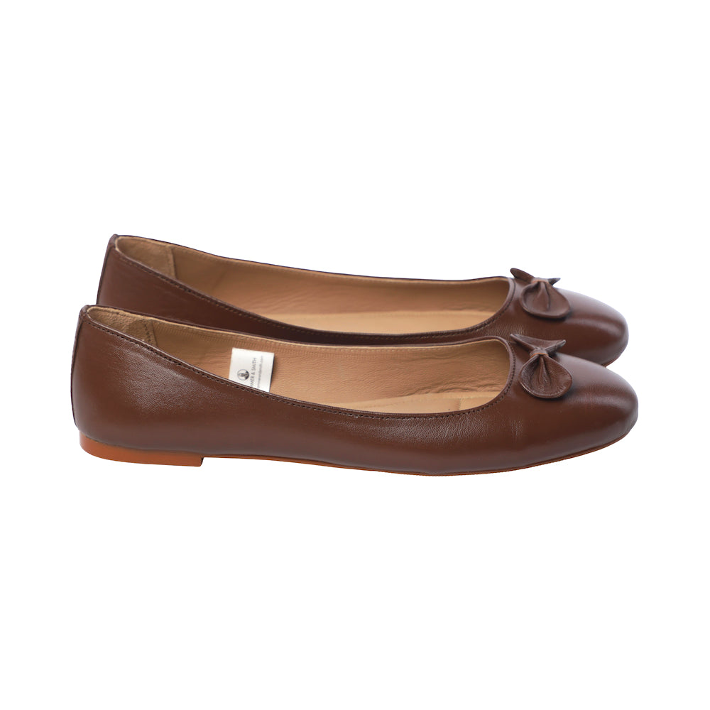 Brown Ballerina Pumps With Bow
