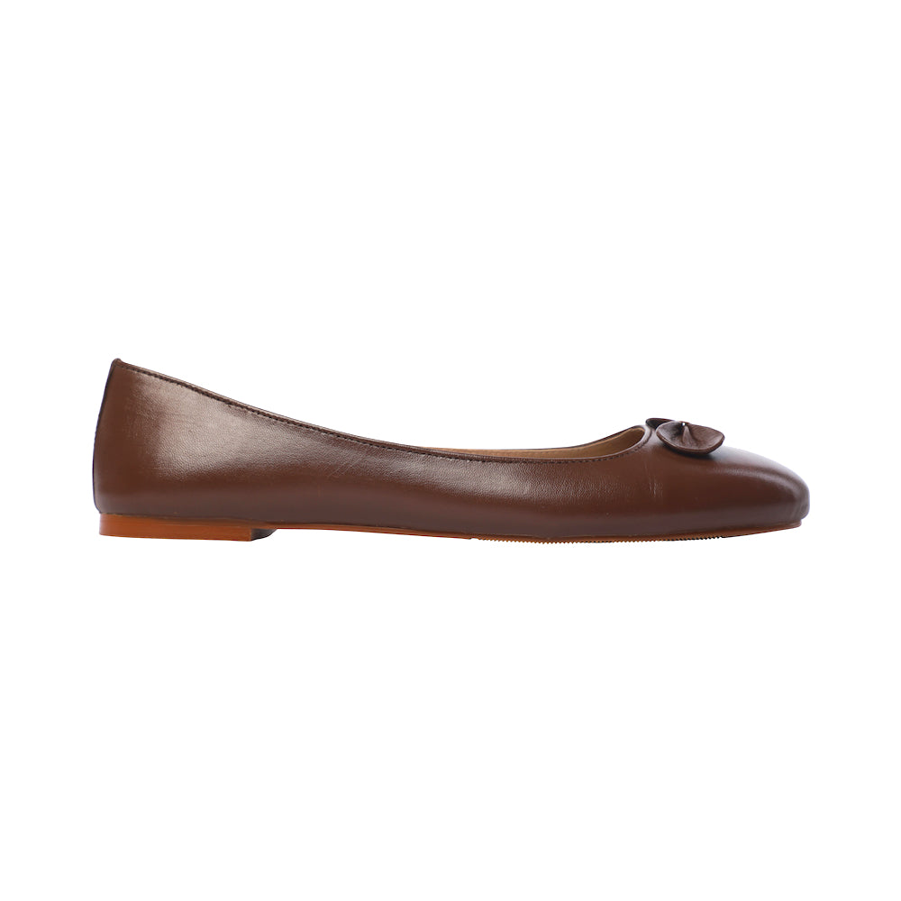Brown Ballerina Pumps With Bow