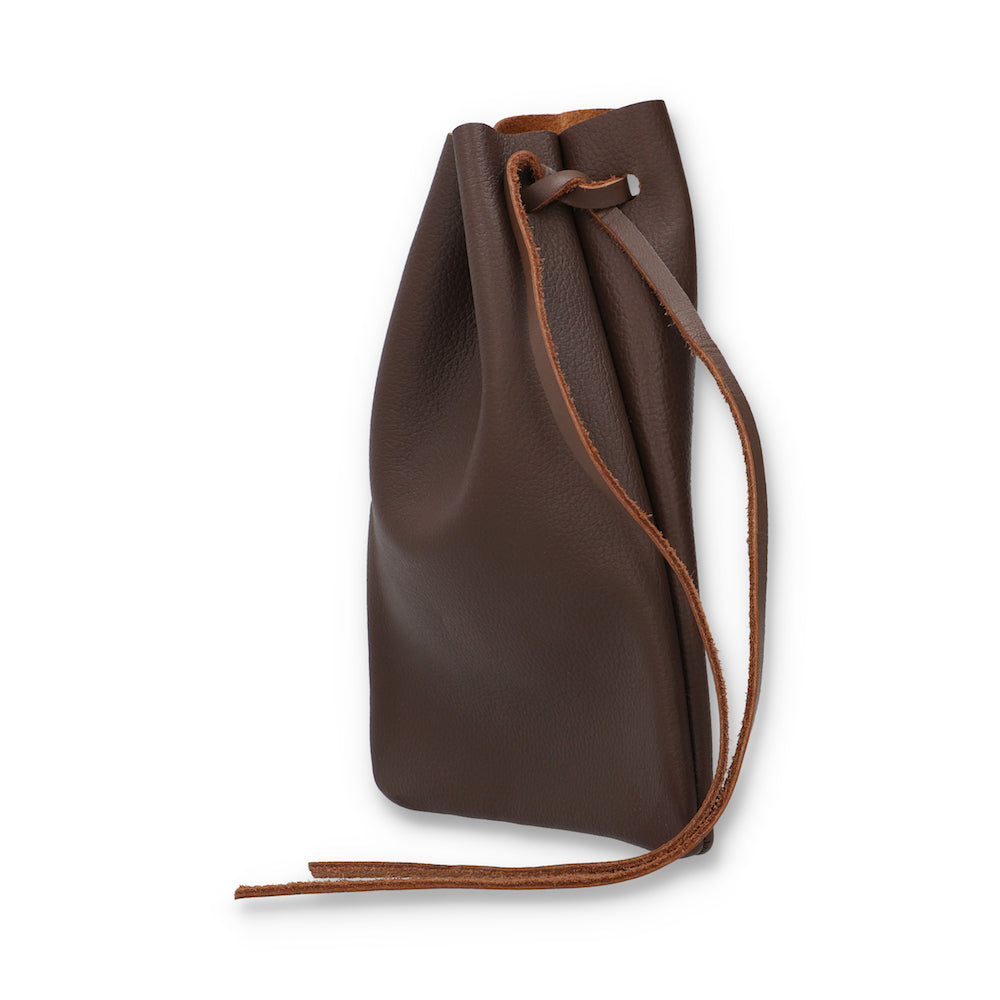 Jackson Brown Leather Drawstring Utility Pouch