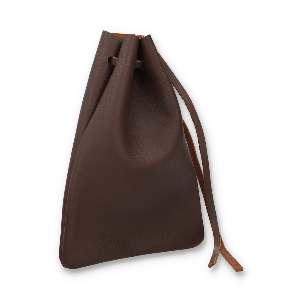 Jackson Brown Leather Drawstring Utility Pouch