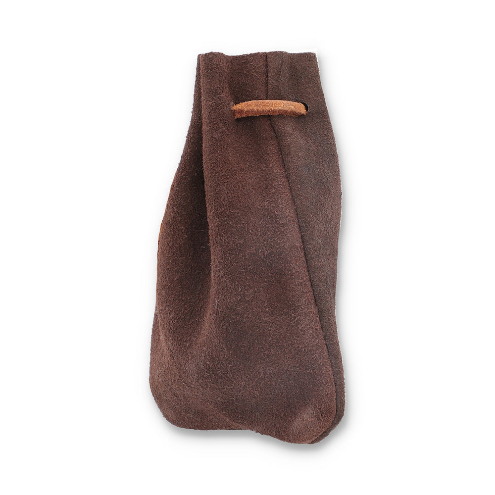 Jackson Small Brown Suede Leather Drawstring Utility Pouch