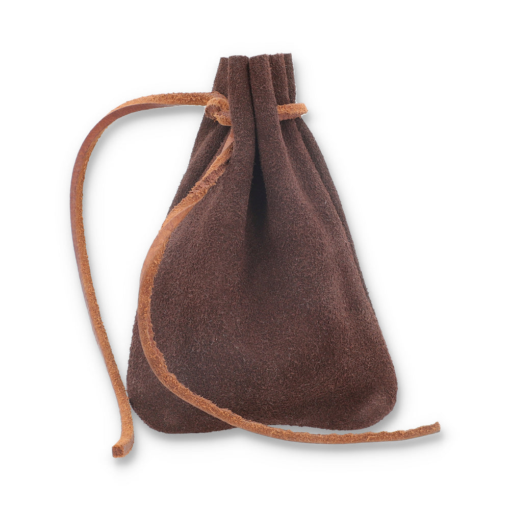 Jackson Small Brown Suede Leather Drawstring Utility Pouch