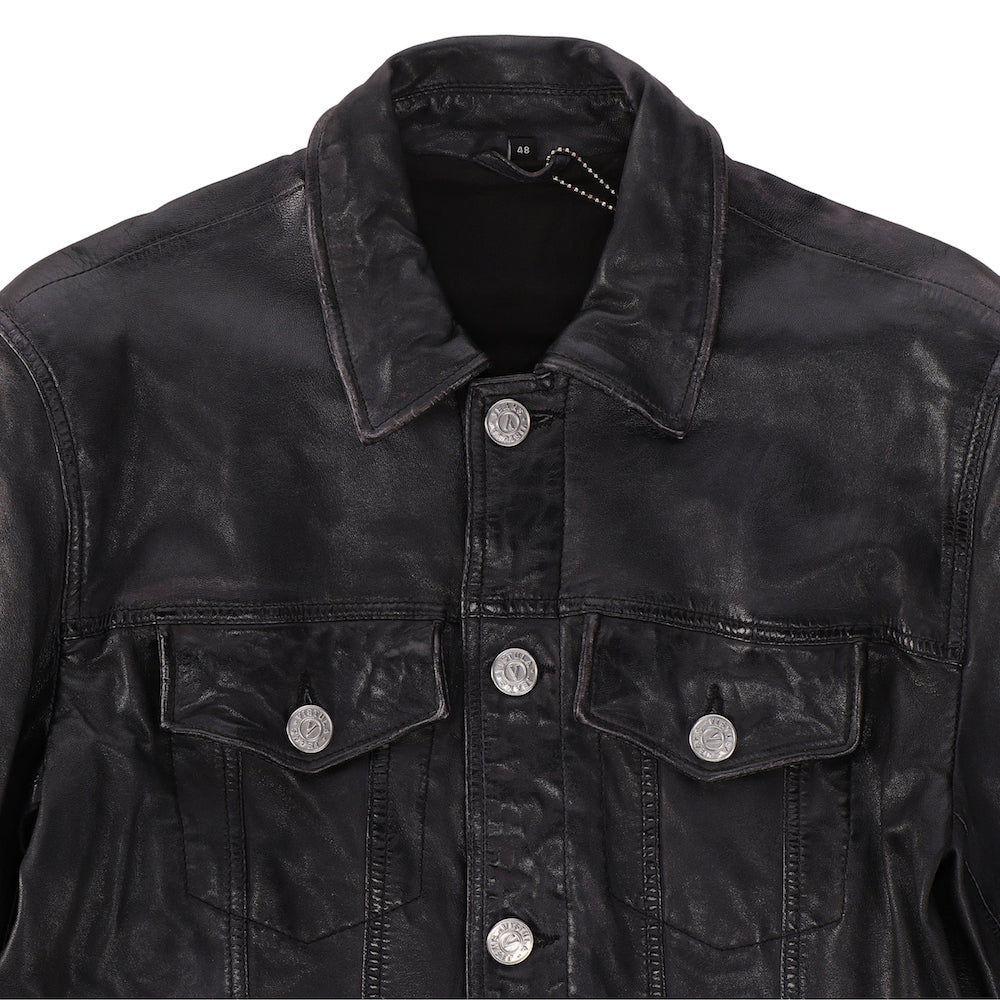 Twin Pocket Black Leather Jacket
