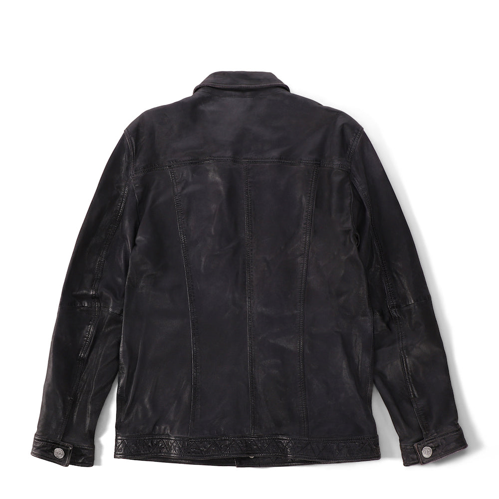 Twin Pocket Black Leather Jacket