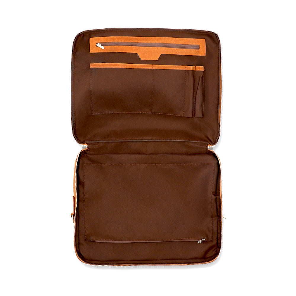 Norde Camel Tan Pull-up Leather Laptop Briefcase