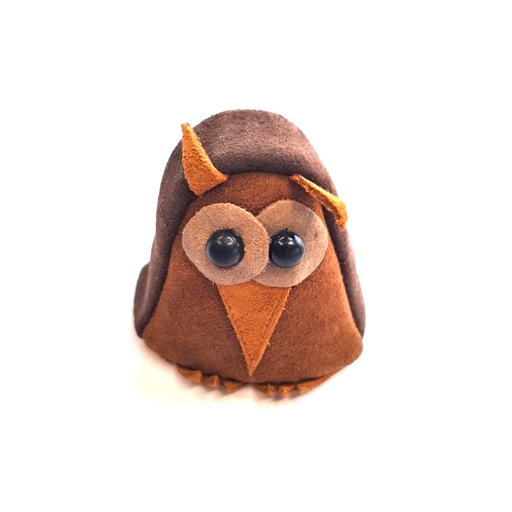 Brown Owl Leather Desk Toy & Paper Weight