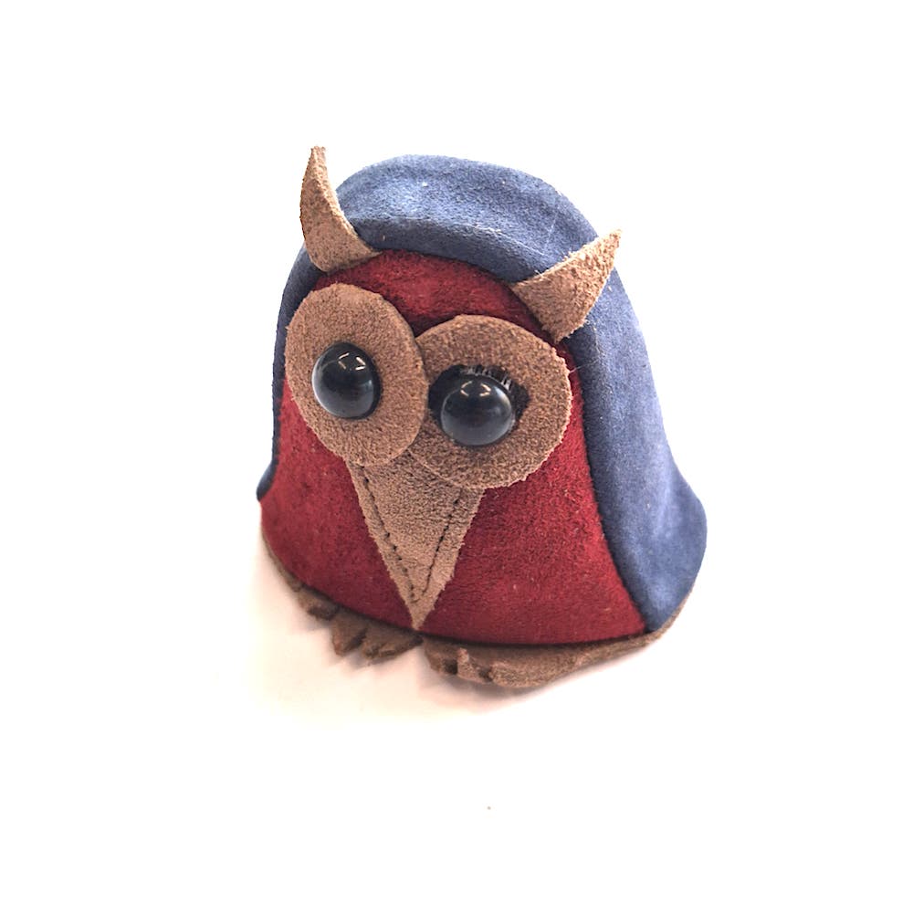 Blue Owl Leather Desk Toy & Paper Weight