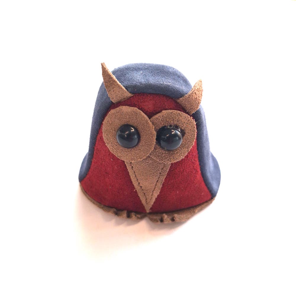 Blue Owl Leather Desk Toy & Paper Weight