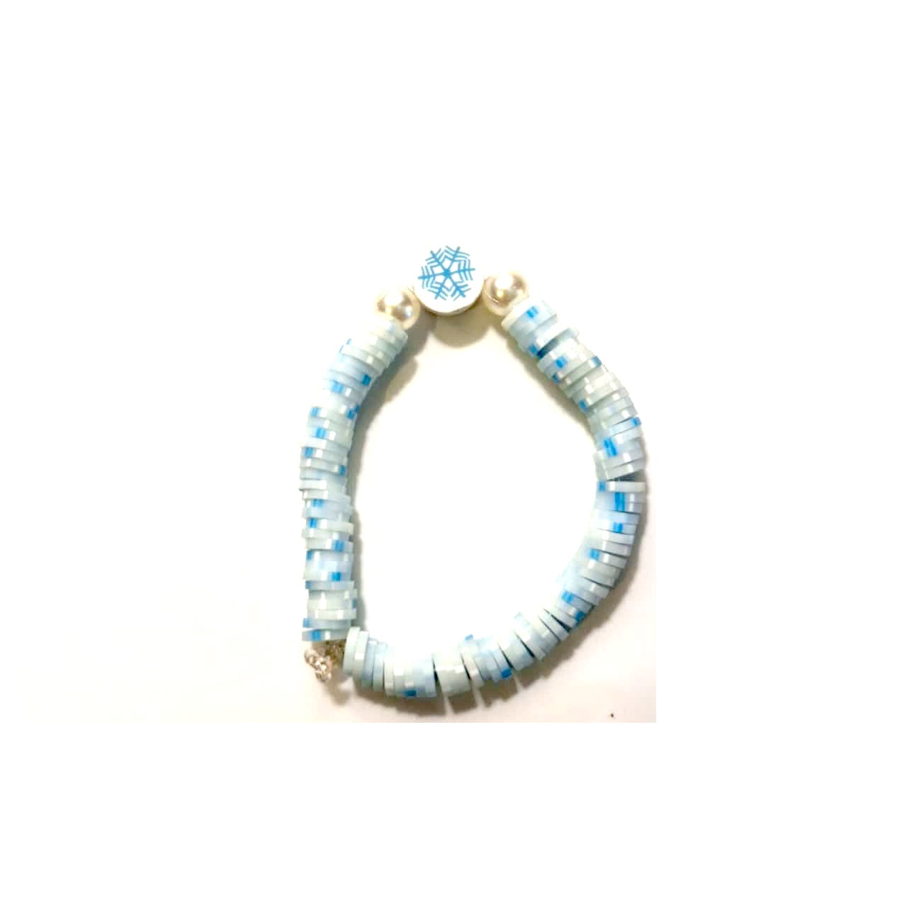 Blue Snow Flake Charm White With Blue Beads